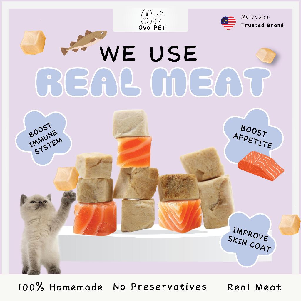 Ovo Pet Premium Freeze-Dried Series – Salmon Cube & Cod Fish Treats for Dogs and Cats