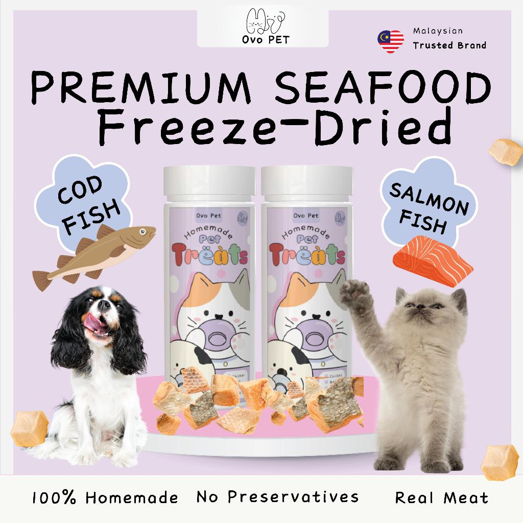 Ovo Pet Premium Freeze-Dried Series – Salmon Cube & Cod Fish Treats for Dogs and Cats