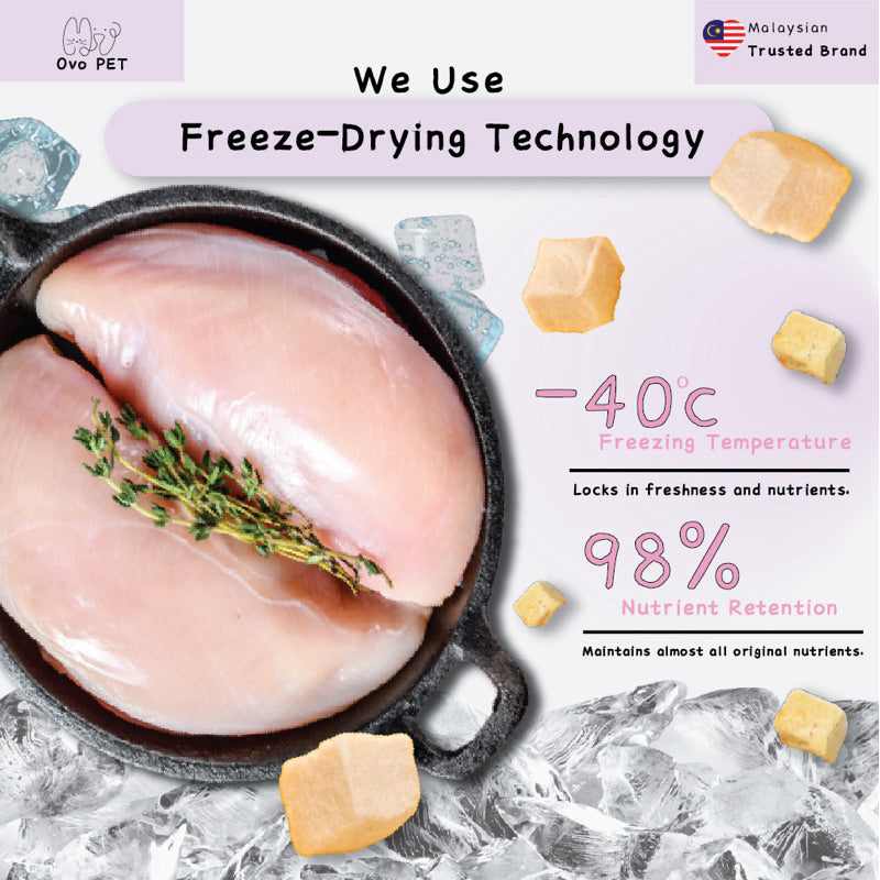 Ovo Pet Premium Freeze-Dried Series – Salmon Cube & Cod Fish Treats for Dogs and Cats