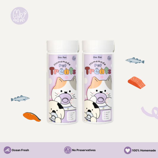 Ovo Pet Premium Freeze-Dried Series – Salmon Cube & Cod Fish Treats for Dogs and Cats