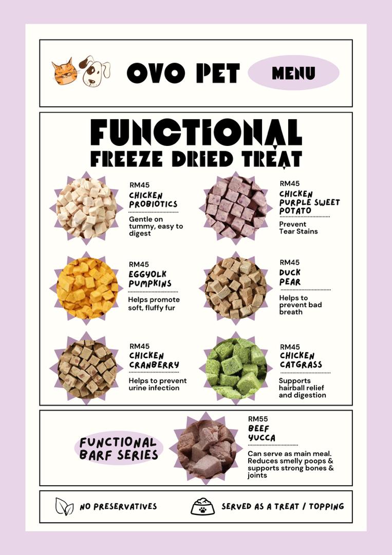 [11.11 OFFER] OvoPet Freeze-Dried Functional Treats – Choose Any 4 Flavours (100g Each)