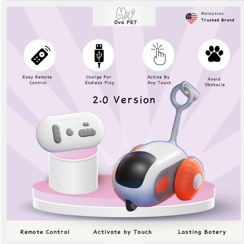 Ovo Pet 智能互动 2.0 宠物玩具车 Mainan Kucing Kereta Pintar Interaktif 2.0 猫玩具猫逗逗器猫球 Mainan